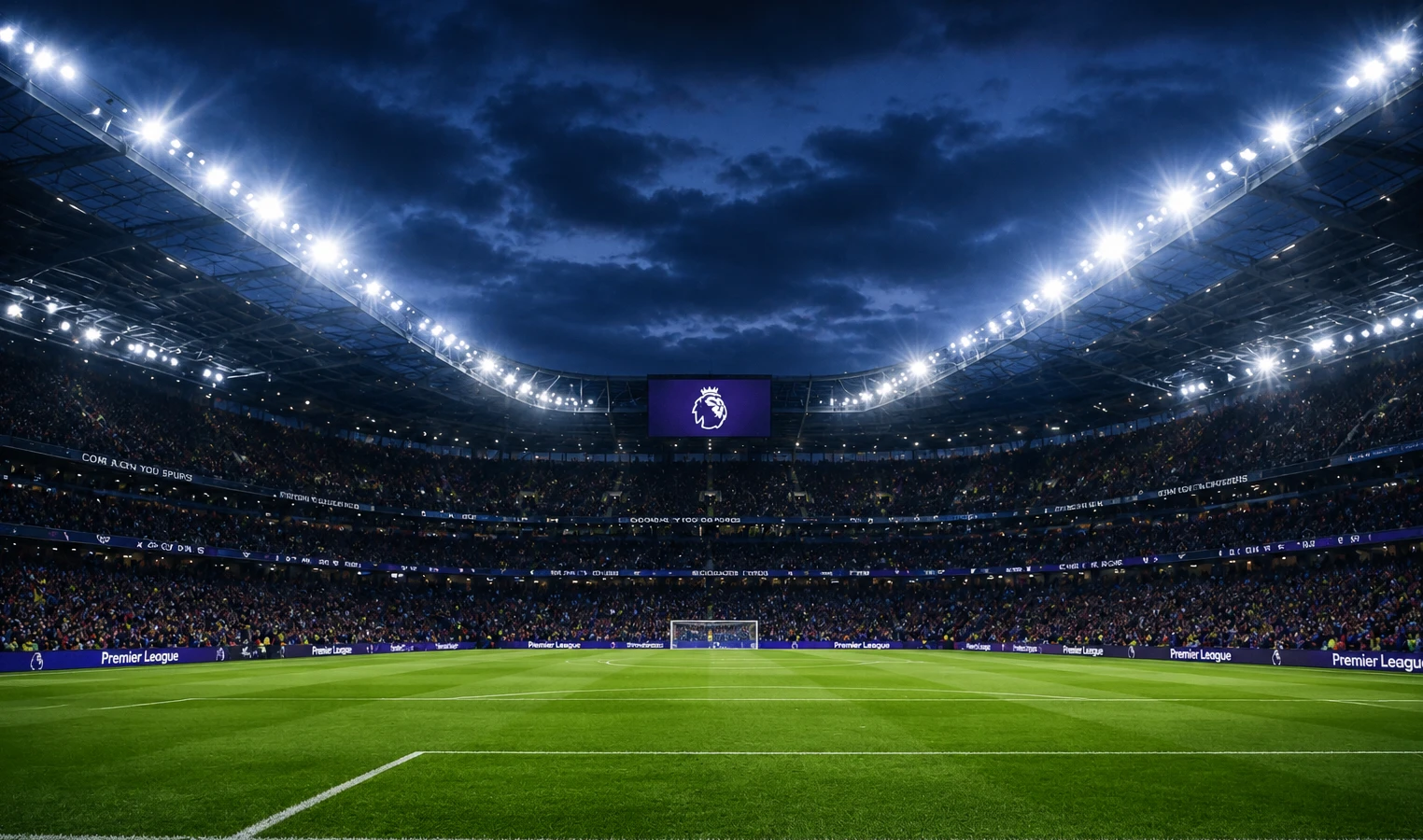Estádio da Premier League iluminado antes do início da temporada 2026/27